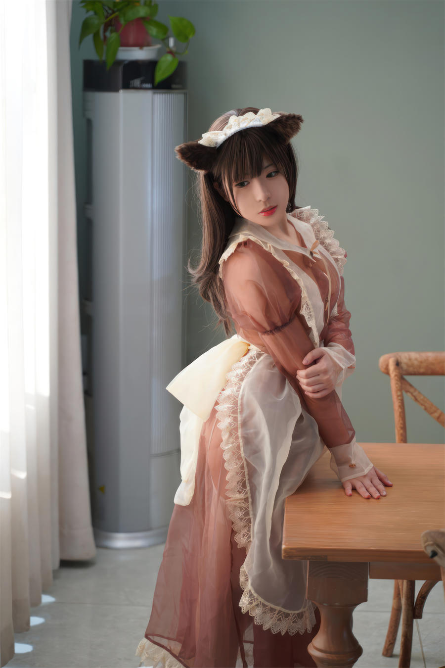 虎森森 No.040 – 棕色透明女仆 [35P]-道友图库