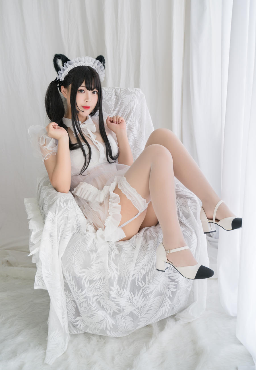 白烨妹纸 No.058 – 白猫透明女仆 [88P 8V]-道友图库