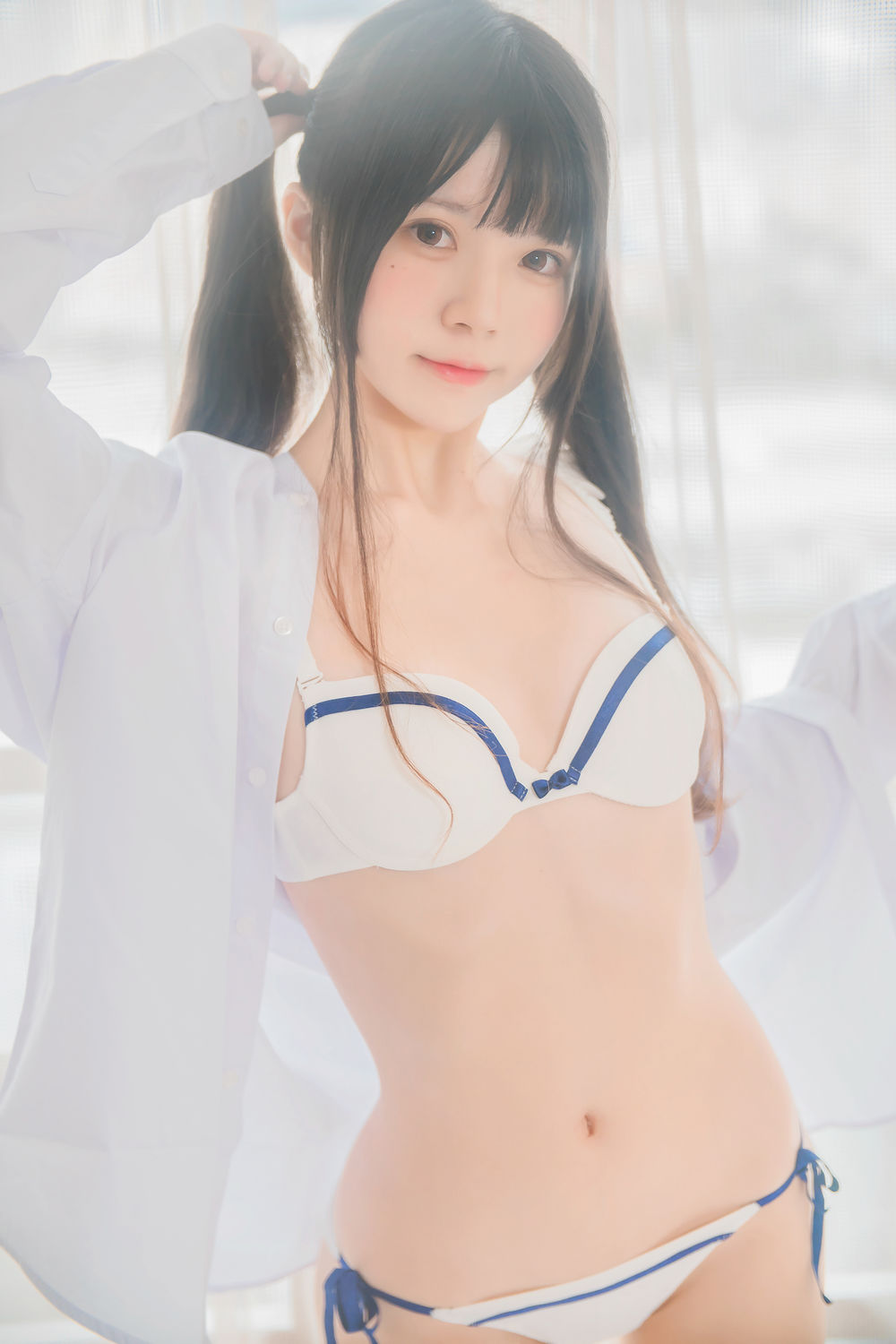 桜桃喵 No.096-桜桃未熟 白衬衫双马尾 [47P]-道友图库